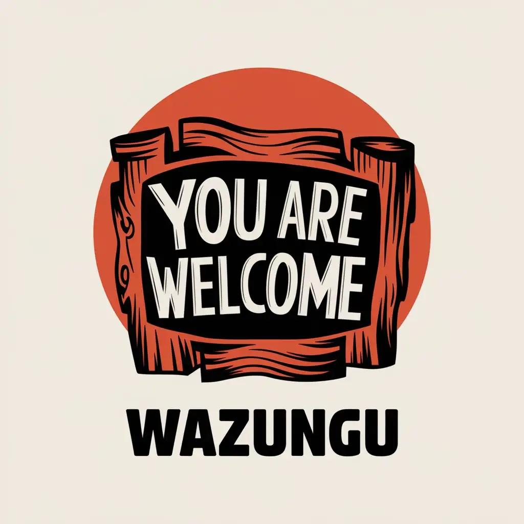 LOGO Design for WAZUNGU Vector Design Featuring Writing Cut on Wood with Clear Background