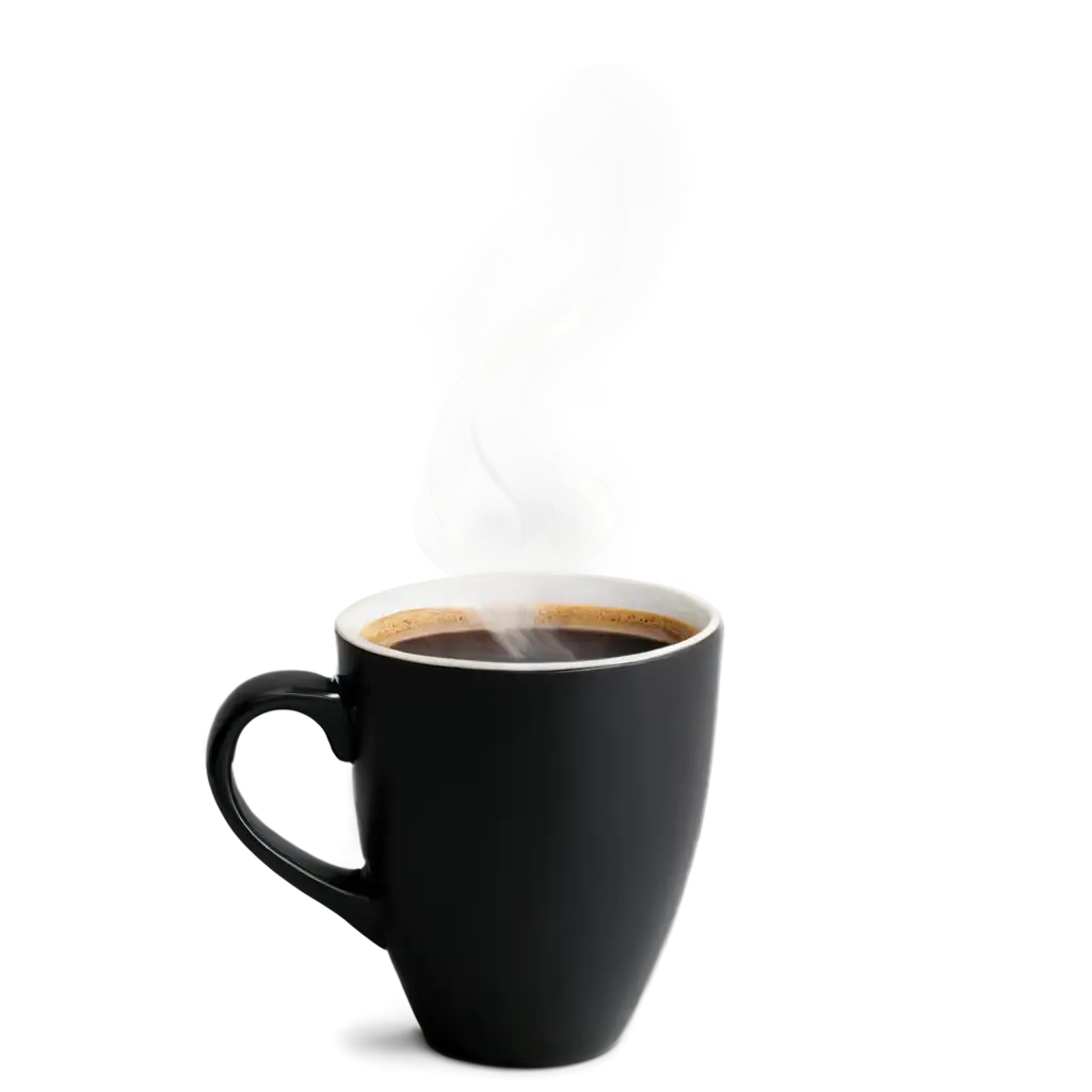 Black-Cup-of-Coffee-with-Steam-HighQuality-PNG-Image-for-Various-Applications