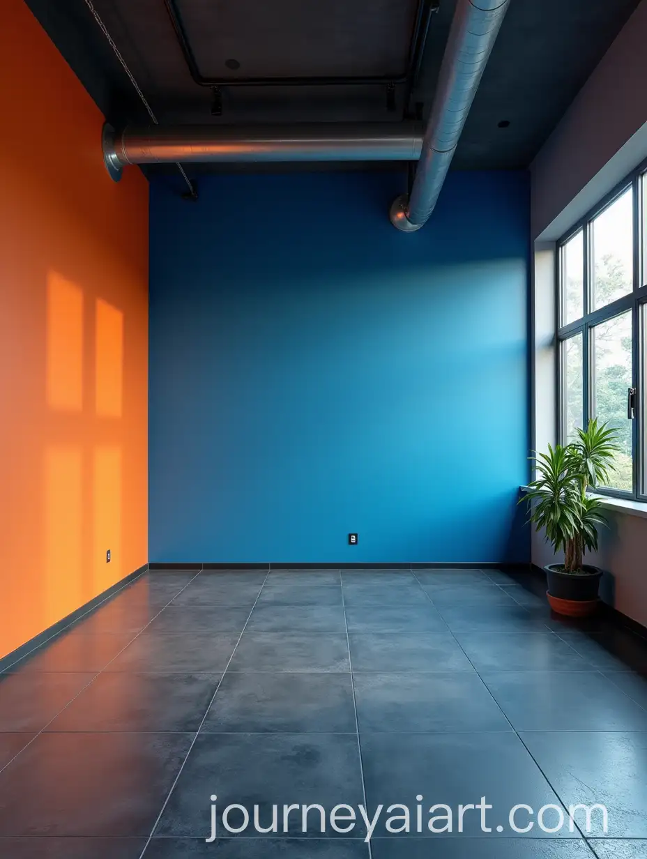 Fitness-Room-with-Blue-and-Orange-Accents