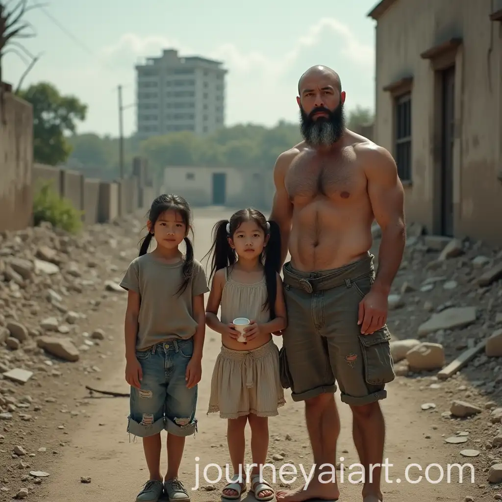 Family-in-PostApocalyptic-World-Father-Mother-and-Daughter-Amidst-Ruins