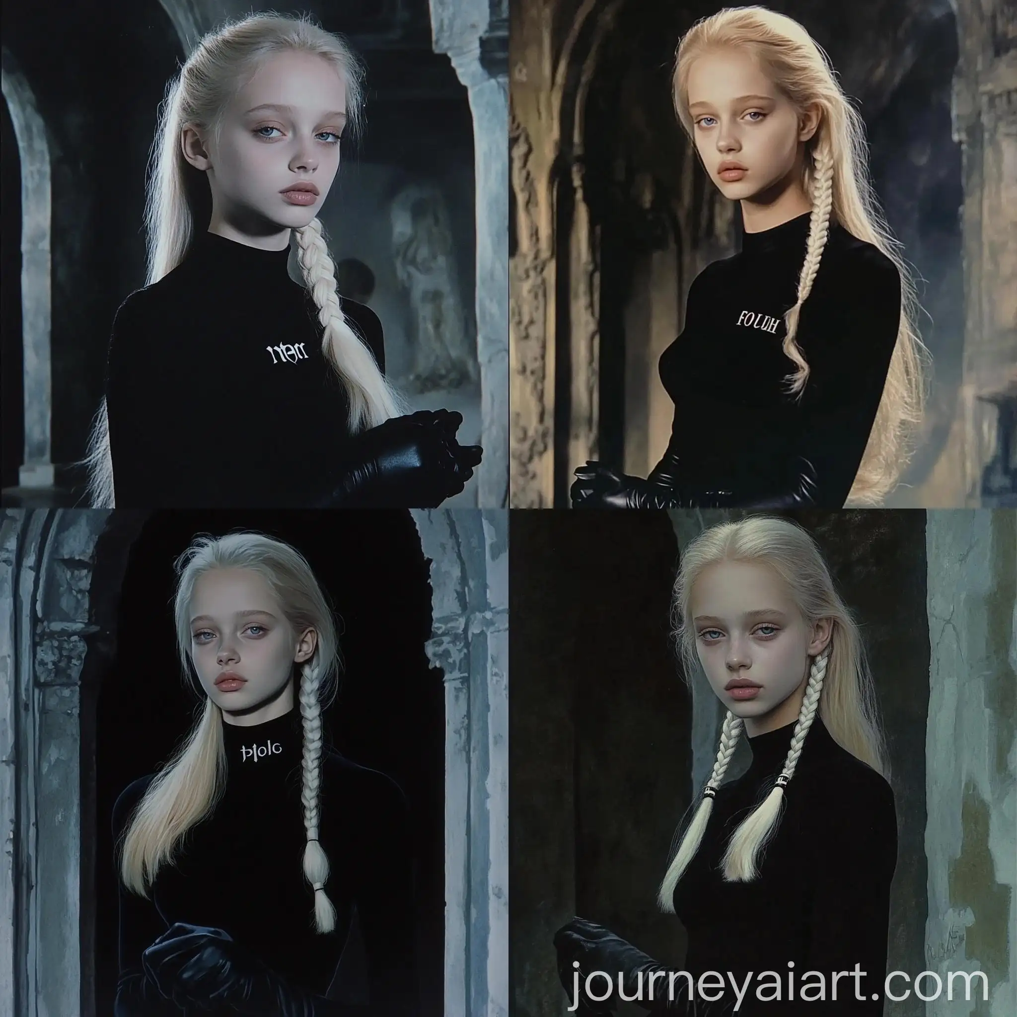 Gothic-Fantasy-Illustration-of-Albino-Woman-in-Medieval-Attire