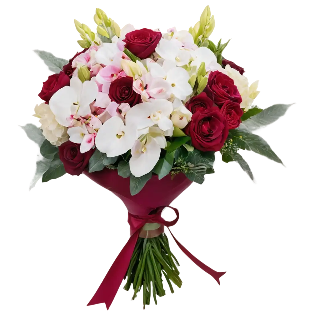 Luxurious-Wedding-Bouquet-PNG-with-Pink-Burgundy-and-White-Orchids-HighQuality-Image-for-Design-Projects