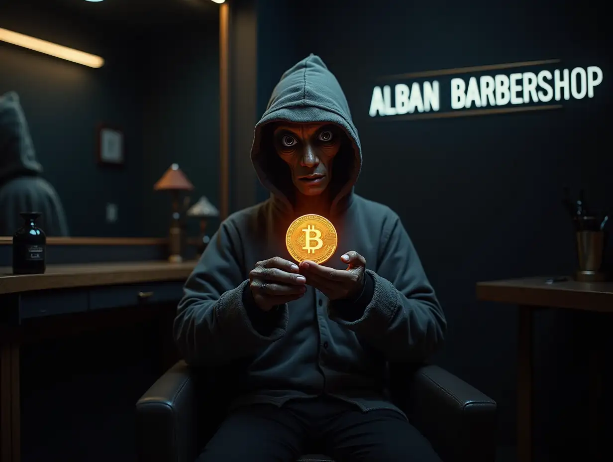 Welcome to ALBAN BARBERSHOP, where style meets the future! Imagine yourself stepping into a world where precision and creativity come together. In this vision, you’re the master barber, your skilled hands shaping the look of an extraordinary client—an alien with unique features, holding a glowing Bitcoin as a symbol of cutting-edge innovation. The backdrop of the scene? A sleek, modern space that subtly reveals the name ‘ALBAN BARBERSHOP,’ adding a mysterious yet unmistakable touch. This isn’t just a barbershop; it’s a place where technology, art, and style collide to create something truly out of this world. Step into ALBAN BARBERSHOP—where every cut tells a story, and every story shapes the future.