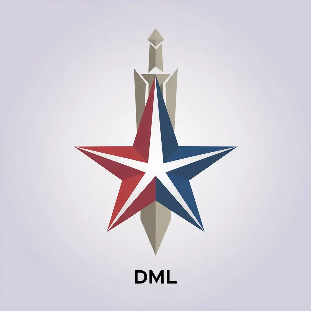 LOGO Design for DML Split Star with Red Blue and White with Geometric Sword Element