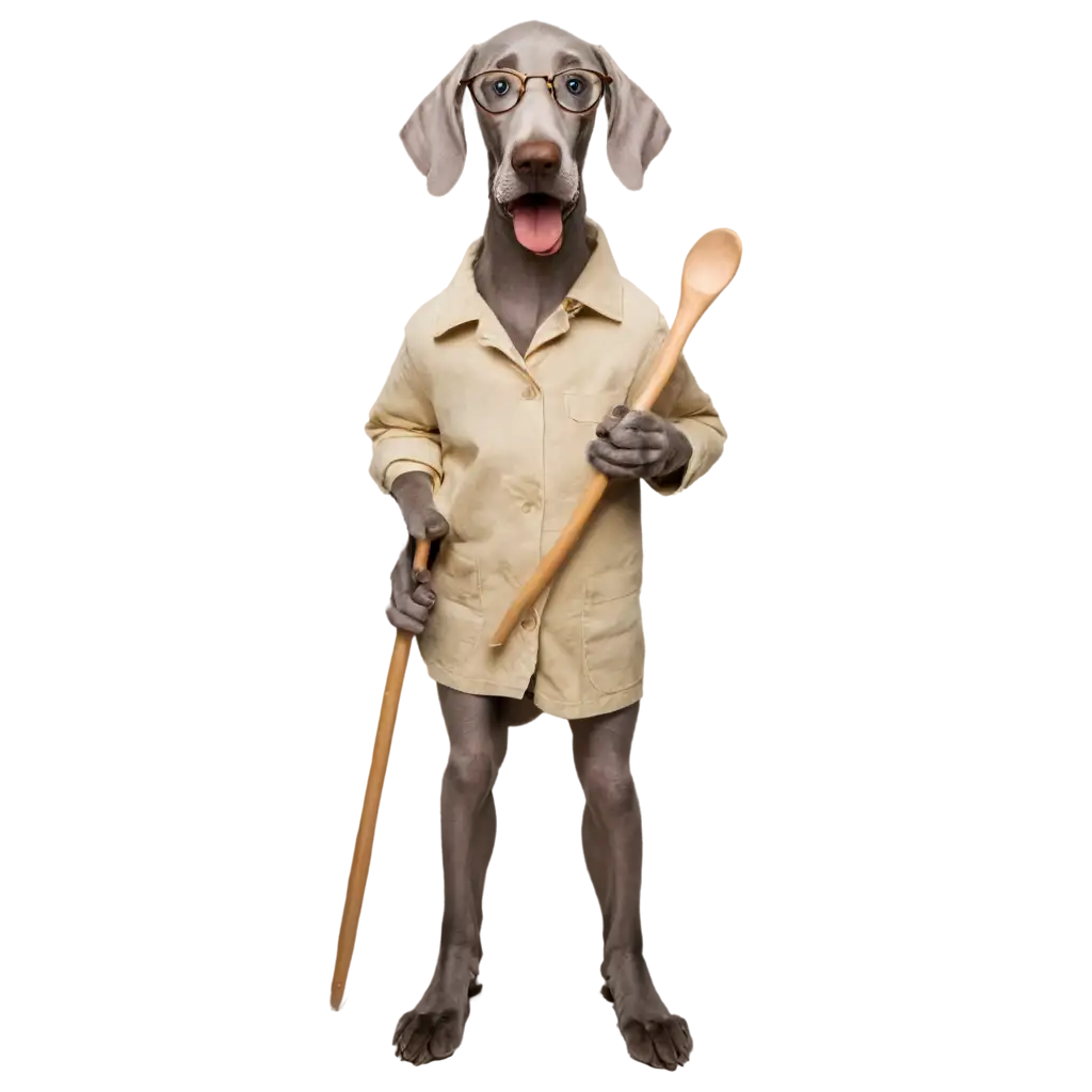 Weimaraner-Wearing-Glasses-Holding-a-Wooden-Spoon-PNG-HighQuality-Transparent-Image-for-Versatile-Use