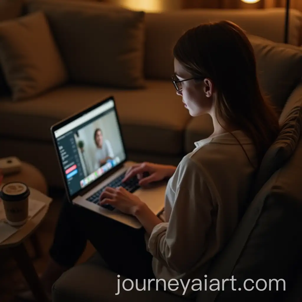 Cozy-Indoor-Workspace-with-Laptop-and-Coffee-in-Relaxing-Setting