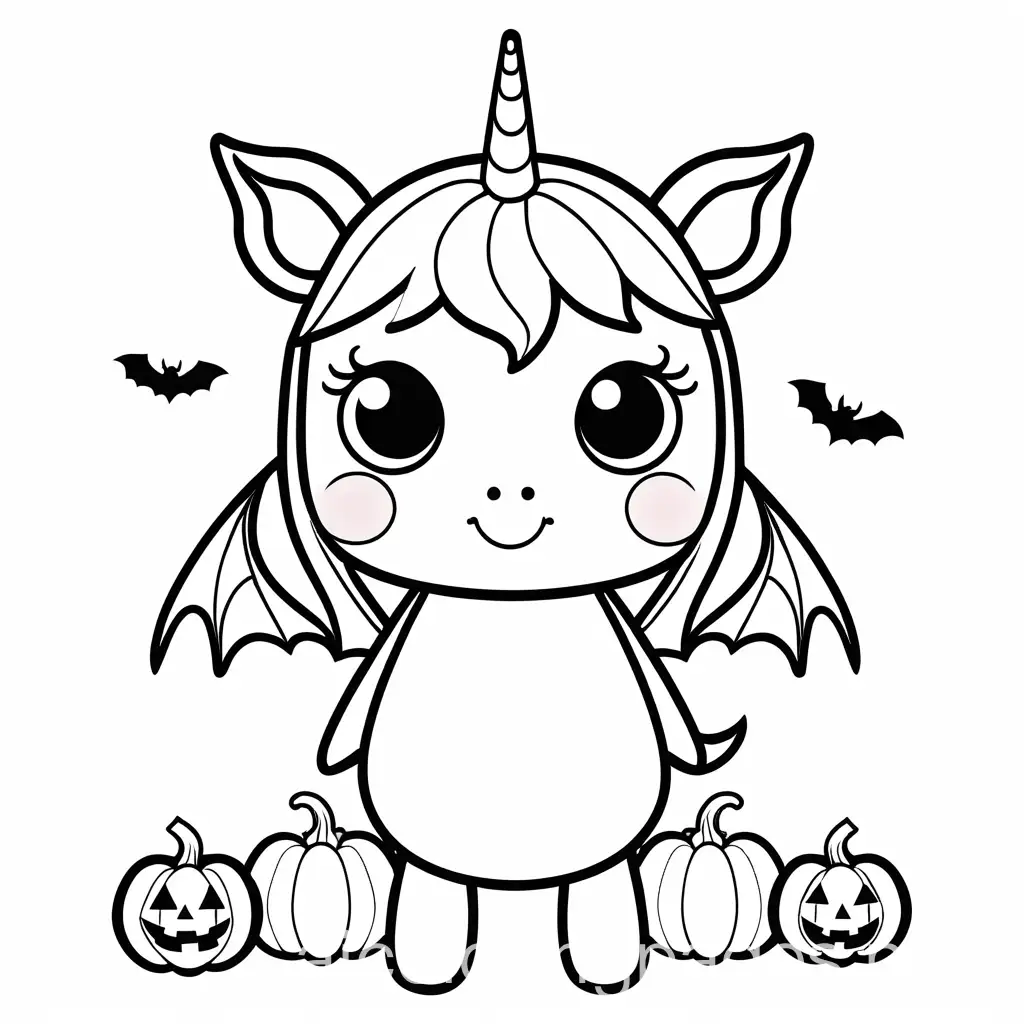 Halloween-Unicorn-Coloring-Page-with-Spider-Bats-and-Pumpkin-Friends