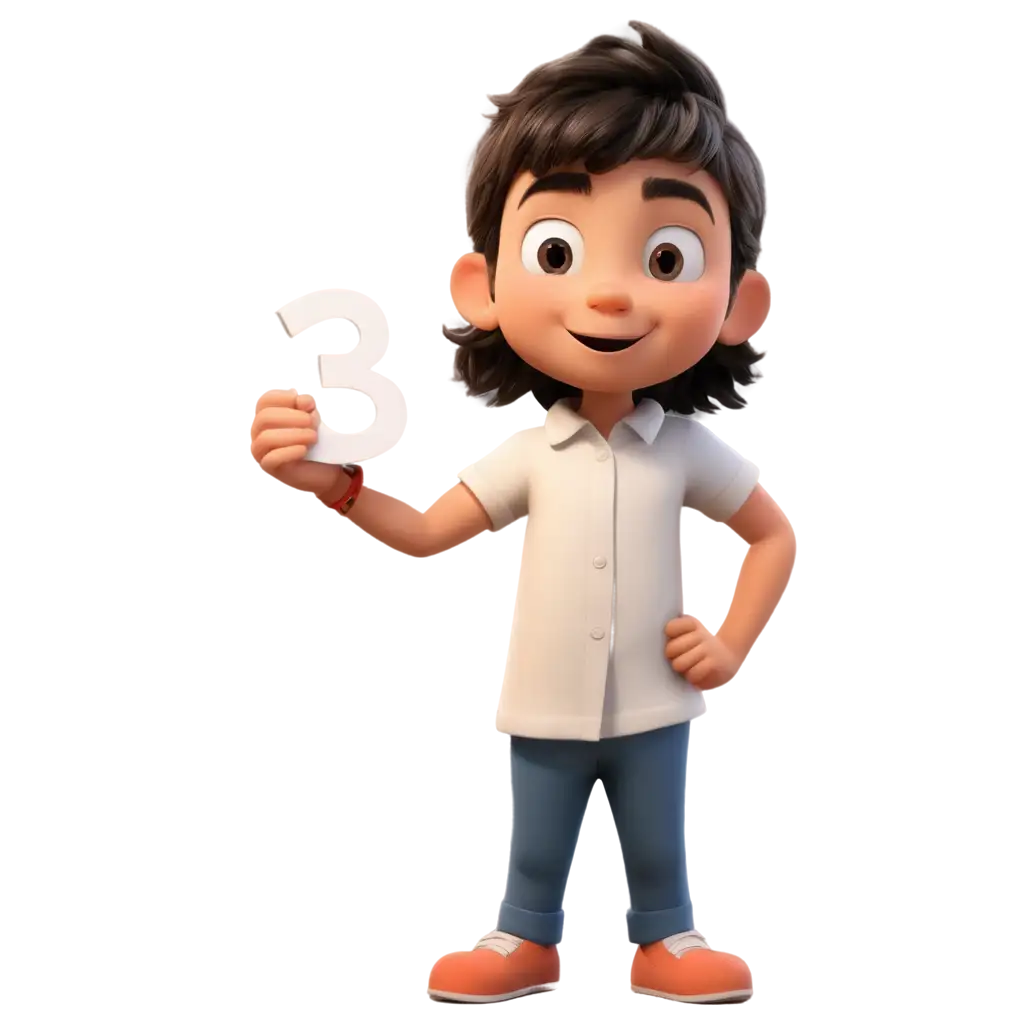 Animated-Kid-Holding-Number-3-PNG-Image-Engaging-Math-Concept-Illustration