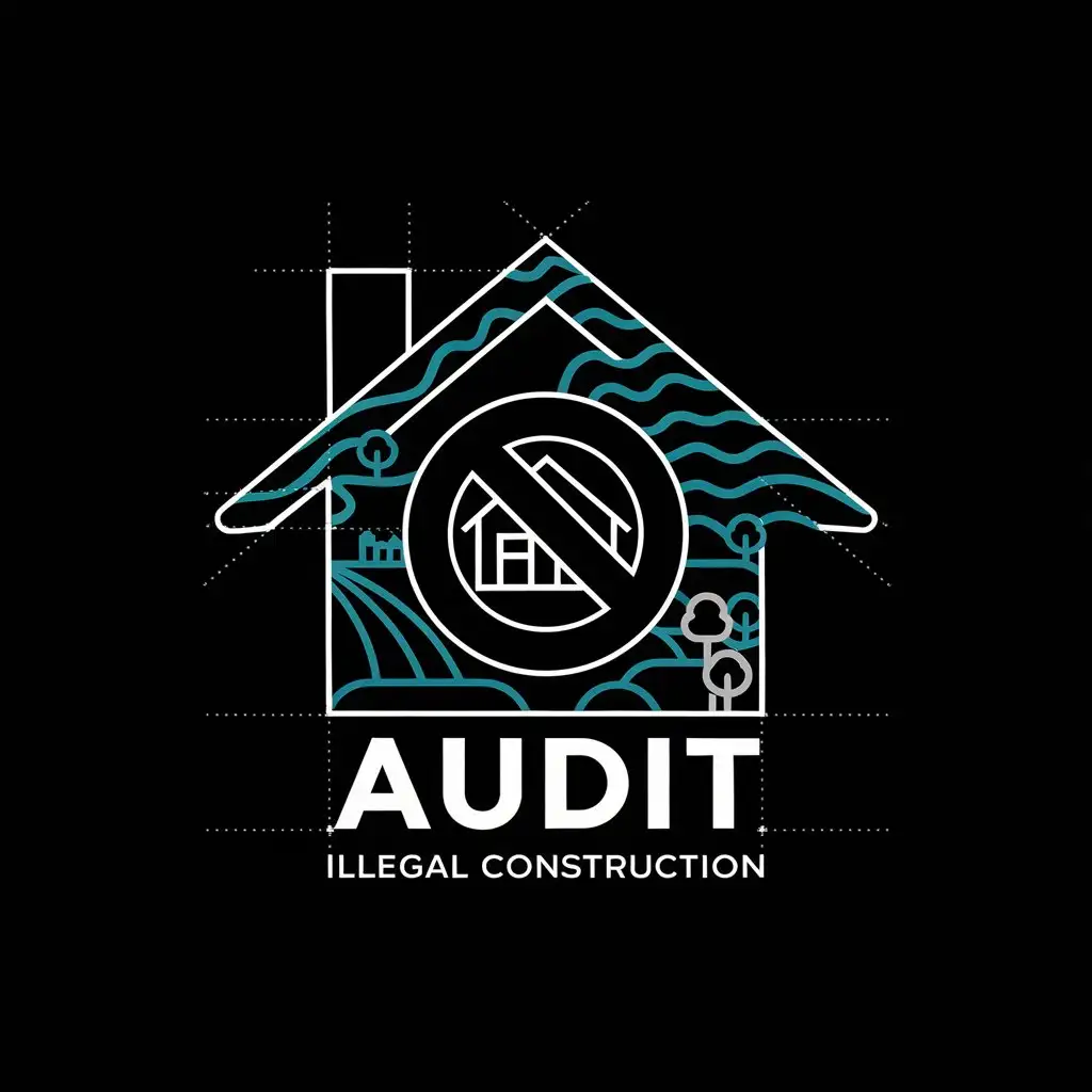 LOGO-Design-For-Audit-Simple-House-Outline-on-Black-Background-with-Prohibition-Symbol