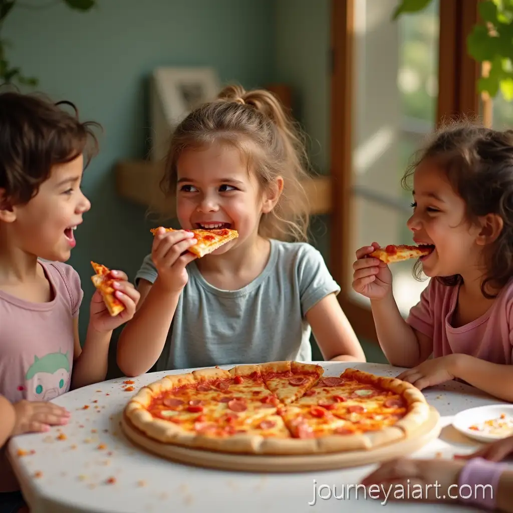 Children-Enjoying-Pizza-on-the-Last-Day-of-Summer-Break