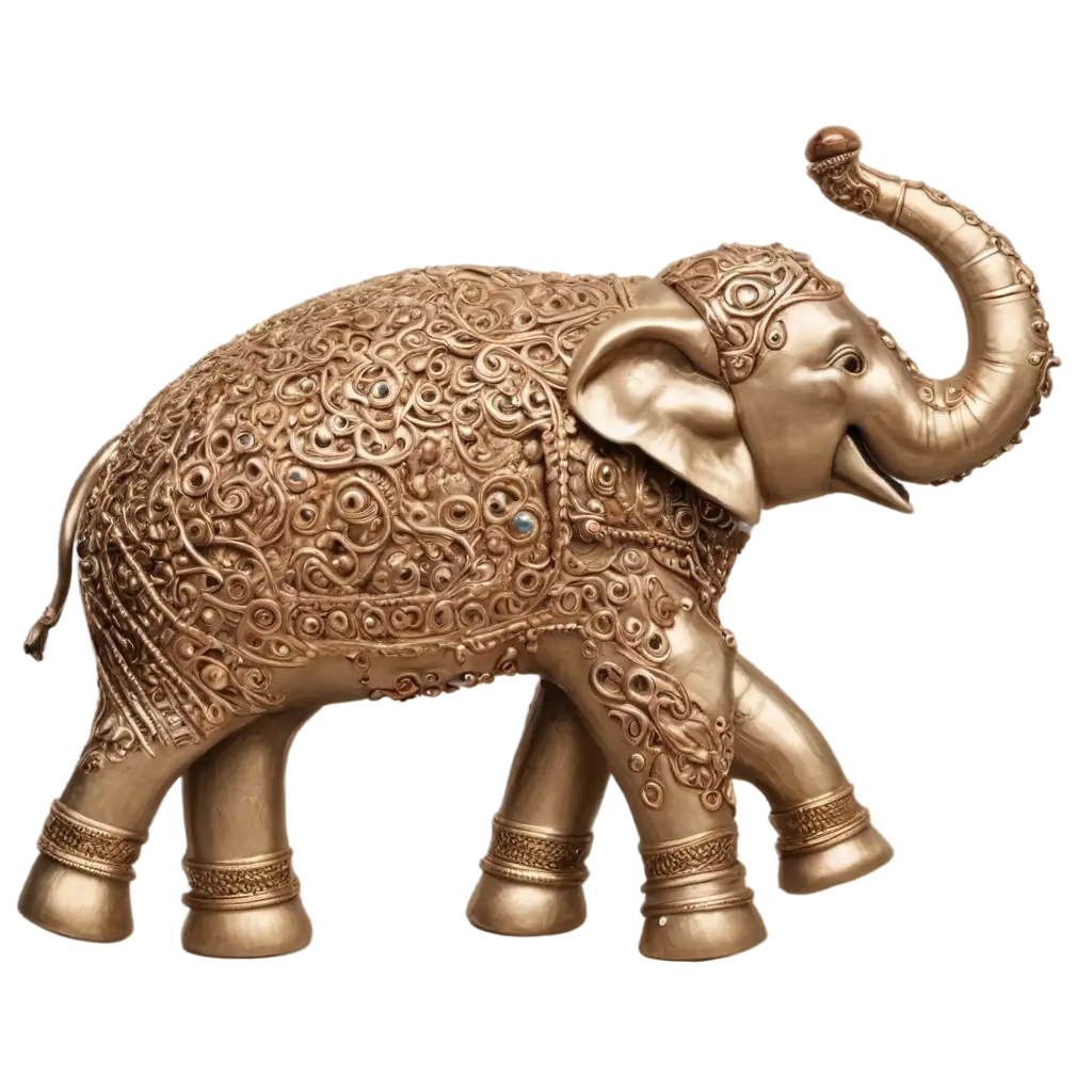 Decorative-Indian-Elephant-with-Trunk-Up-HighQuality-PNG-Image-for-Versatile-Use