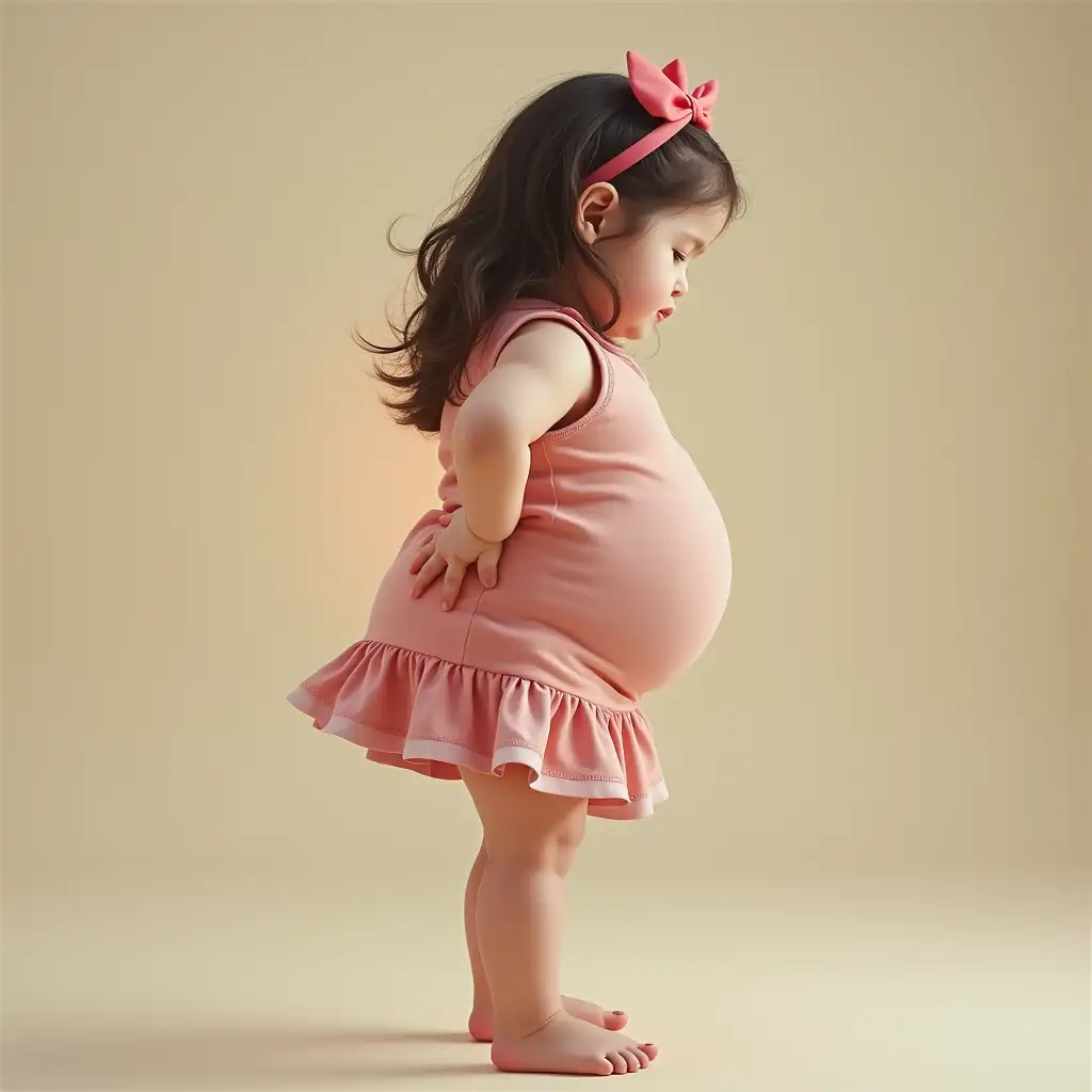 create a image :a 4 years old obese girl with back pain