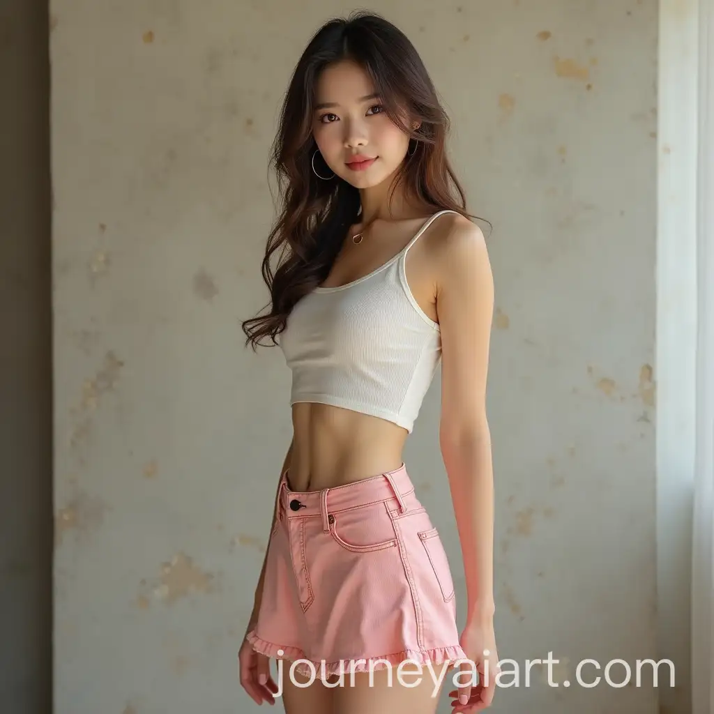 Portrait-of-a-Cute-Asian-Girl-in-a-Skirt-with-a-Tiny-Body-and-Beautiful-Features
