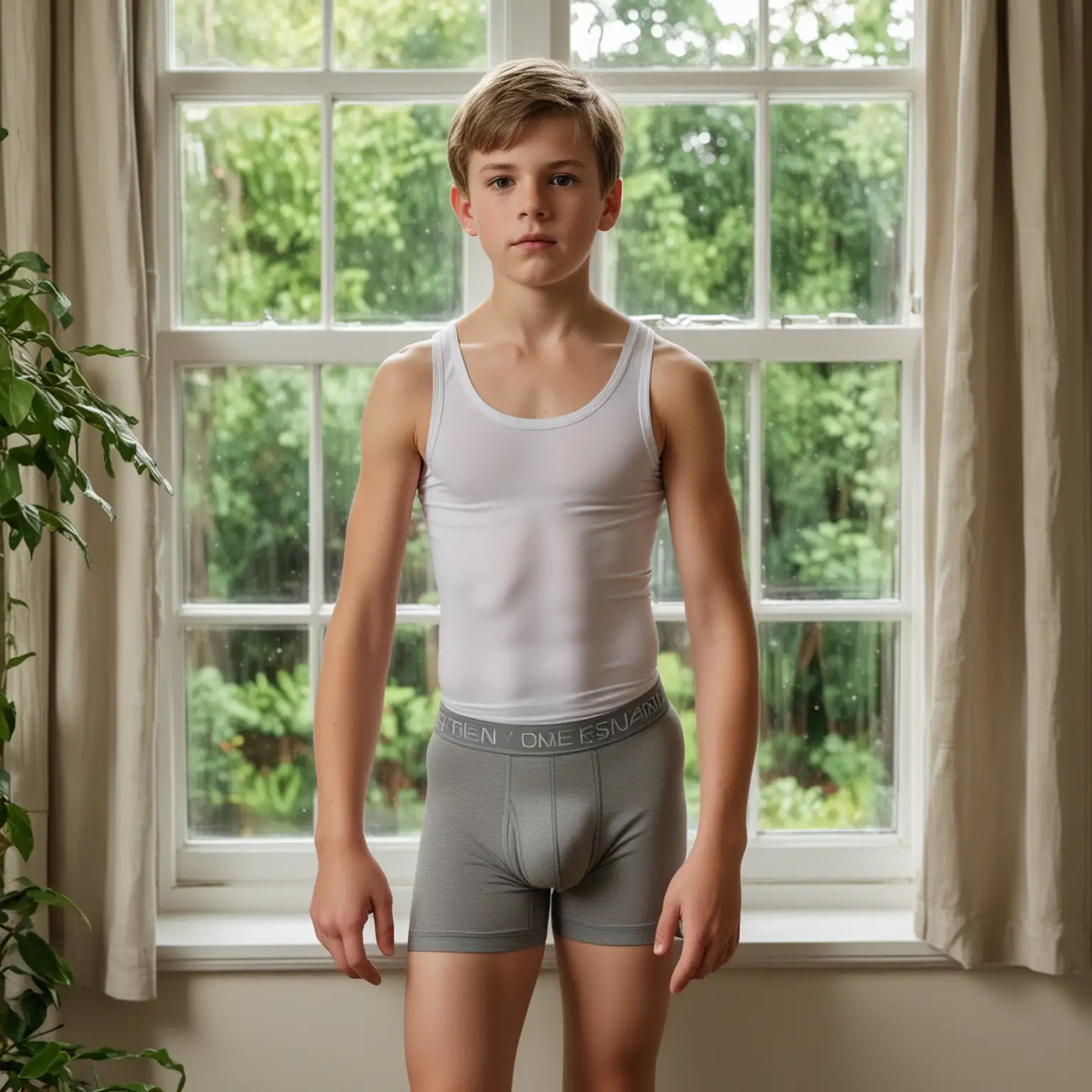 Young-Caucasian-Boy-in-Compression-Boxer-Standing-by-Garden-Windows