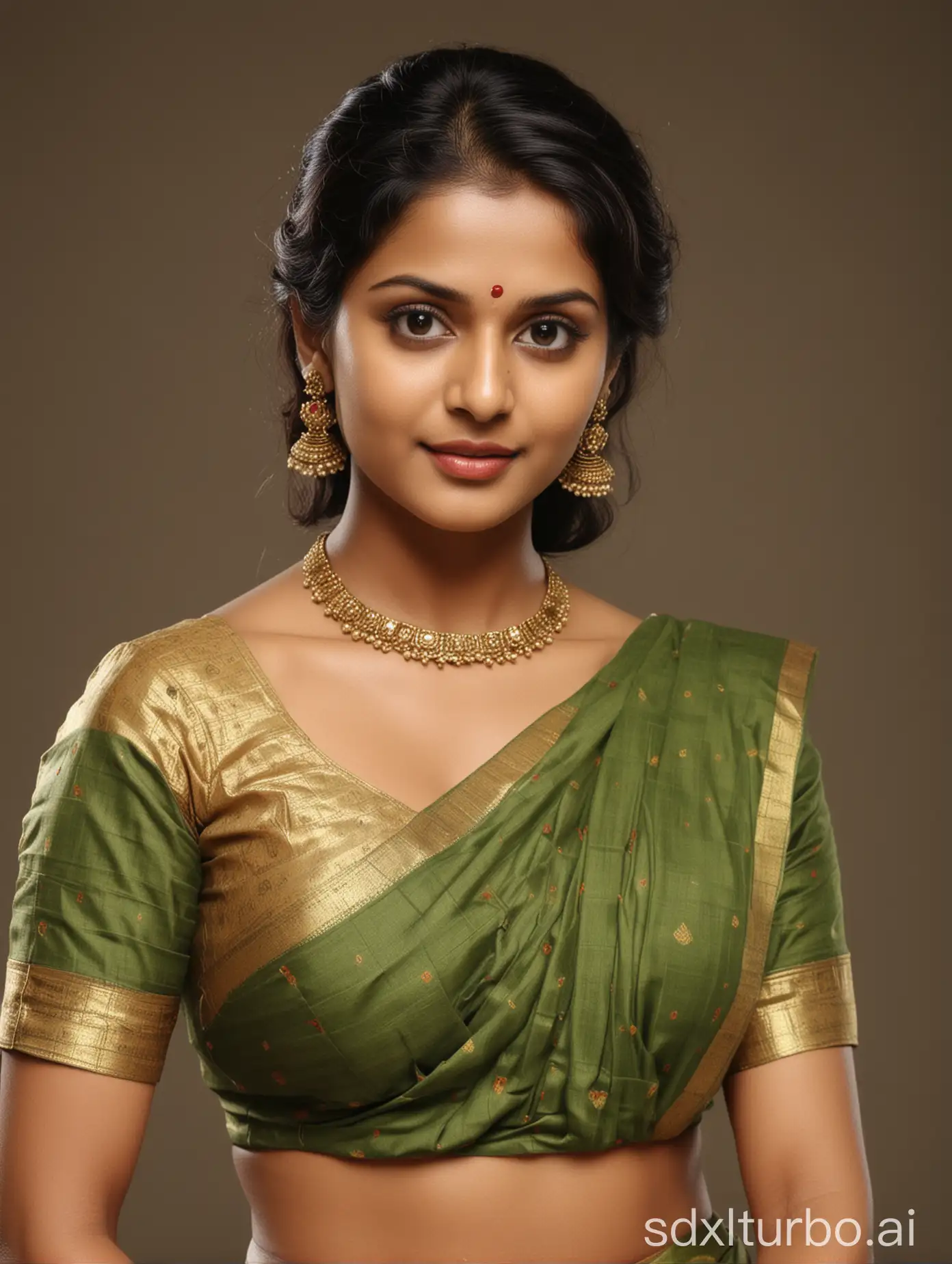 South Indian actress wearing blouse, waist up portrait of woman