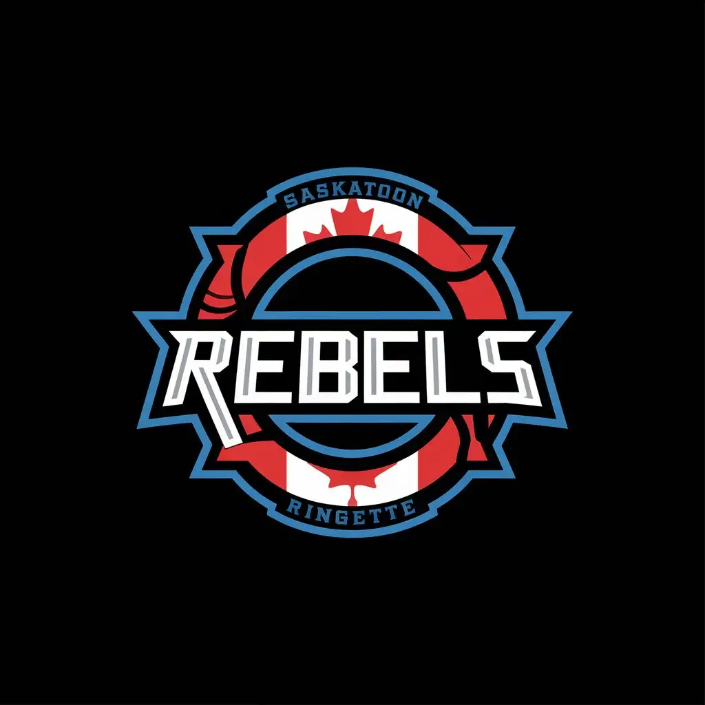 LOGO Design For Rebels Blue Red White and Black Ringette Team Theme