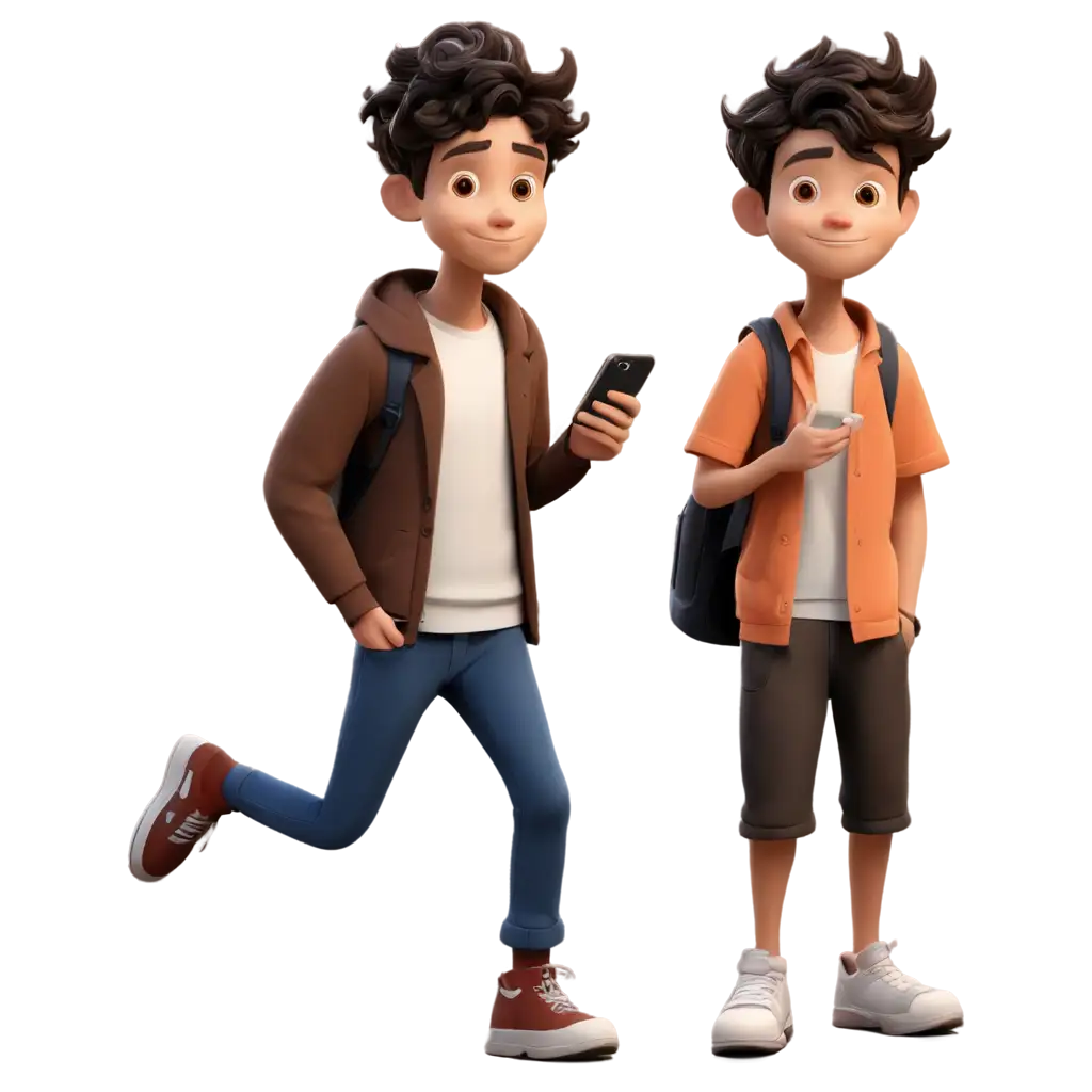 Cartoon-Boy-with-Phone-PNG-HighQuality-Digital-Image-for-Versatile-Use