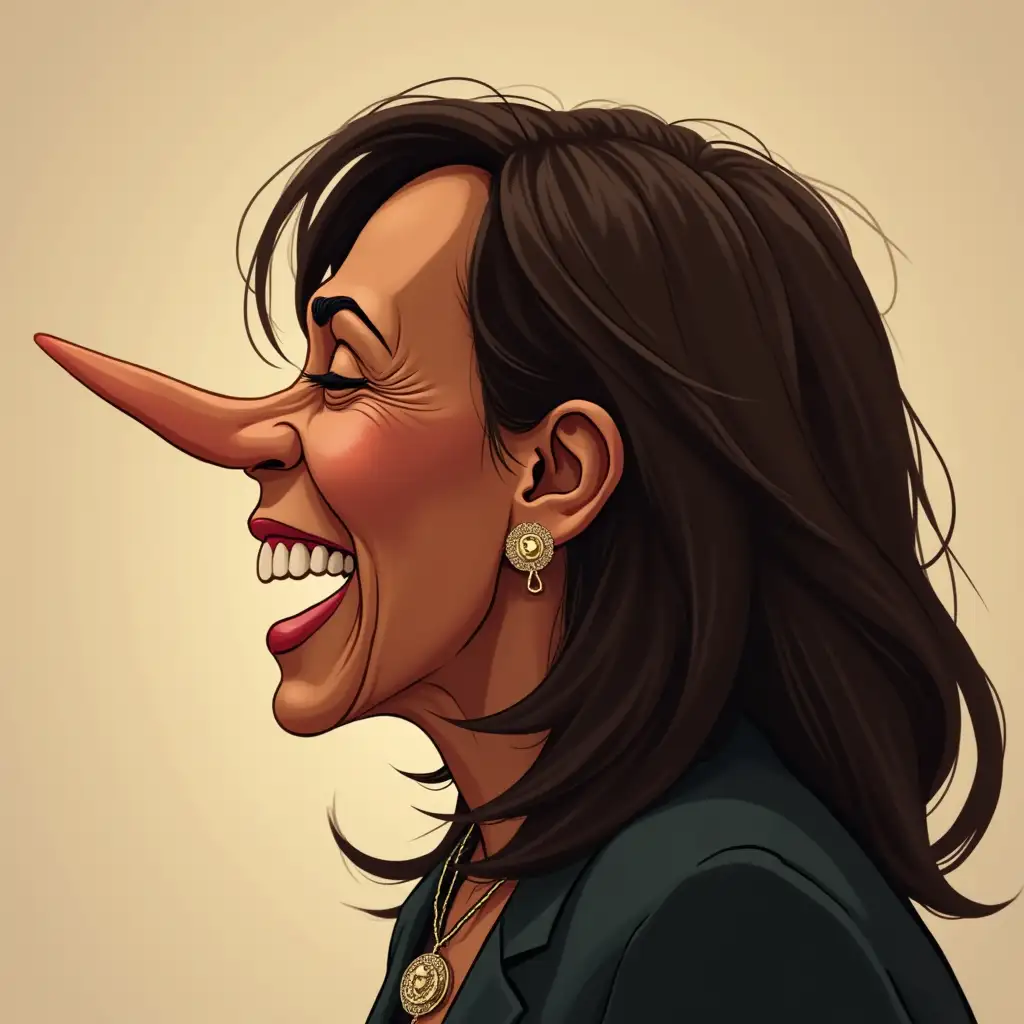 Profile-of-Kamala-Harris-Laughing-with-a-Unique-Long-Pointy-Nose