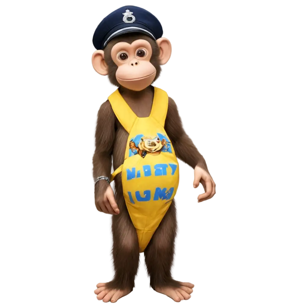 PNG-Image-of-Monkey-Eating-Banana-in-Police-Dress-Enhancing-Visual-Impact-and-Online-Presence