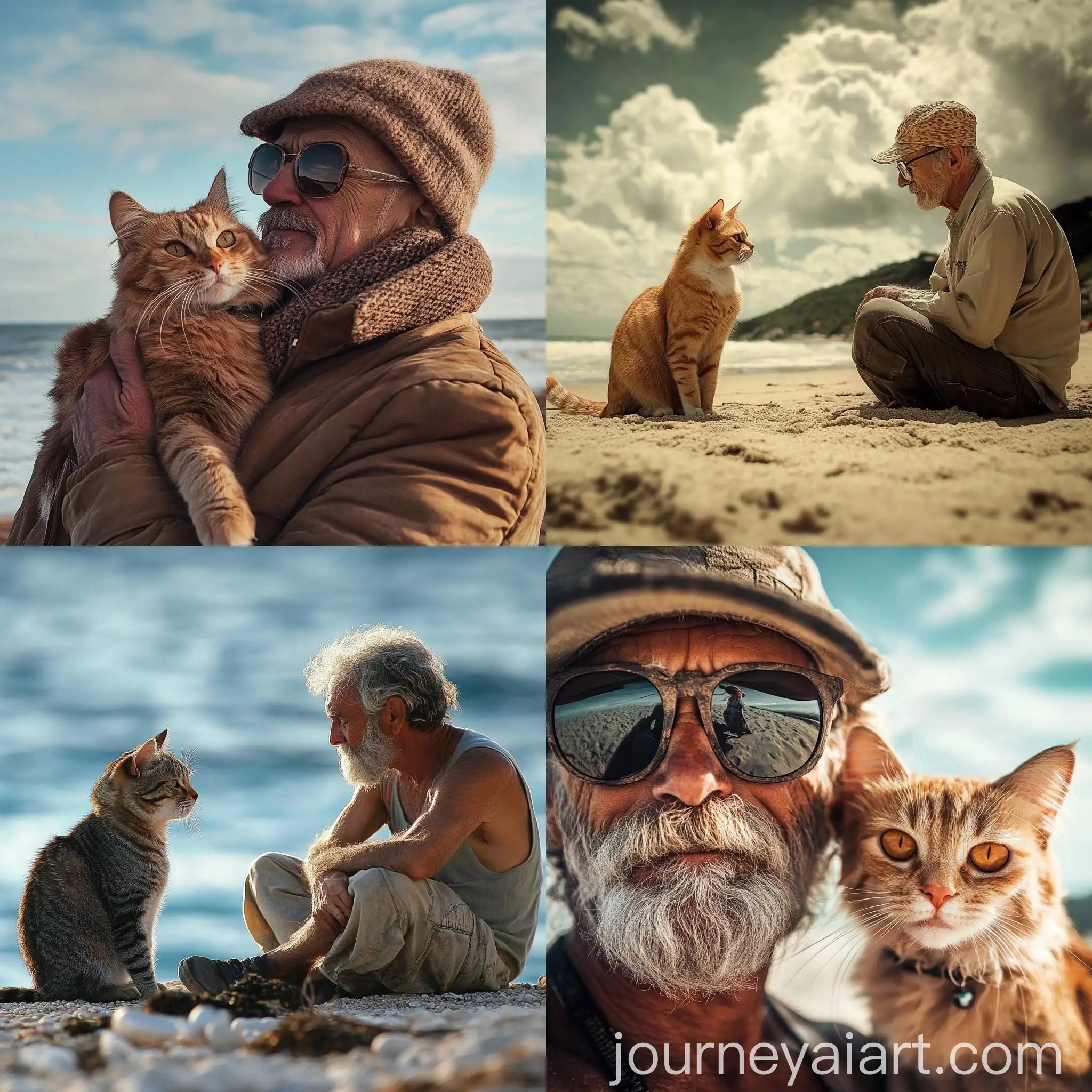 Human-and-Cat-Enjoying-Beach-Together