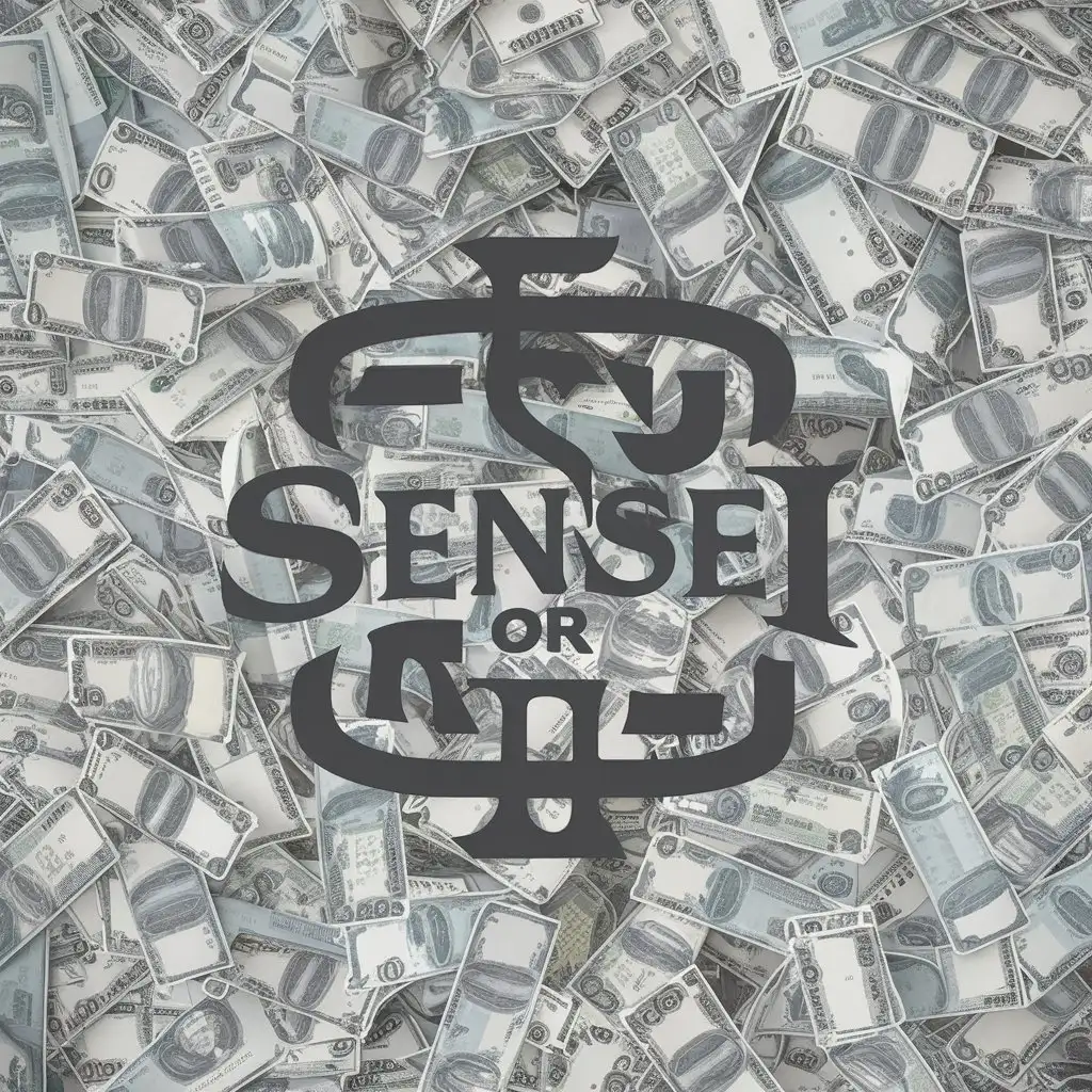 a vector logo design,with the text "sensei or mister (Japanese title for a teacher or a respectful term for a man)", main symbol:many sheets of banknotes,complex,be used in Finance industry,clear background