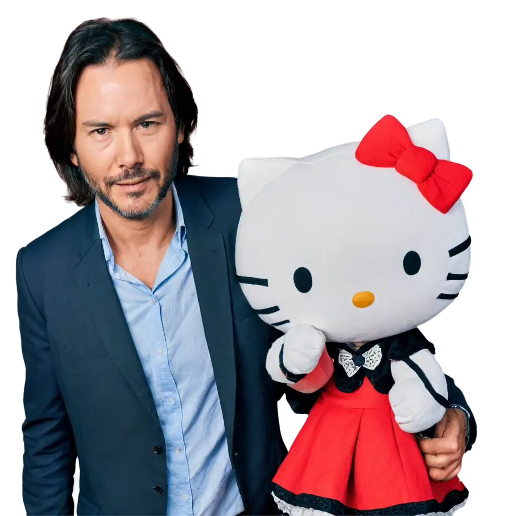 Hello-Kitty-Hugging-Keanu-Reeves-PNG-Image-Heartwarming-Cartoon-Collaboration