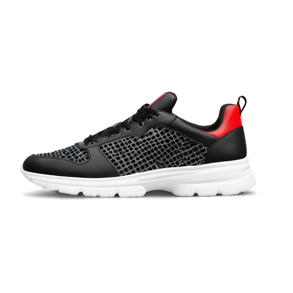 HighResolution-Athletic-Sneaker-PNG-with-Black-and-White-Leather-Red-Accents-and-Modern-Design