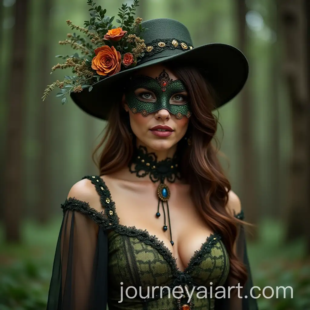 Woman-in-Forest-Masquerade-Party-Outfit