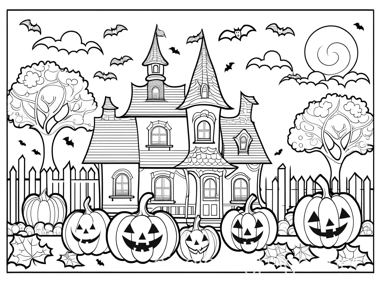 Spooky-Halloween-Coloring-Page-with-Cute-Elements