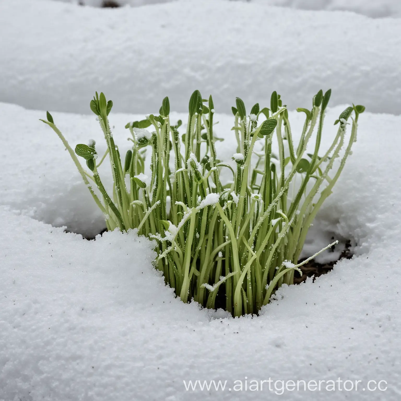 Fresh-Cucumber-Sprouts-Emerging-in-Snowy-Landscape