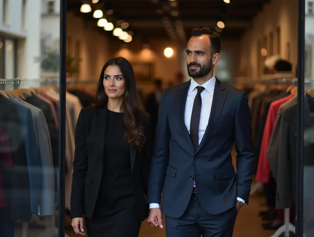 Iranian-Couple-in-Suits-Shopping-at-Clothing-Store-in-Brussels