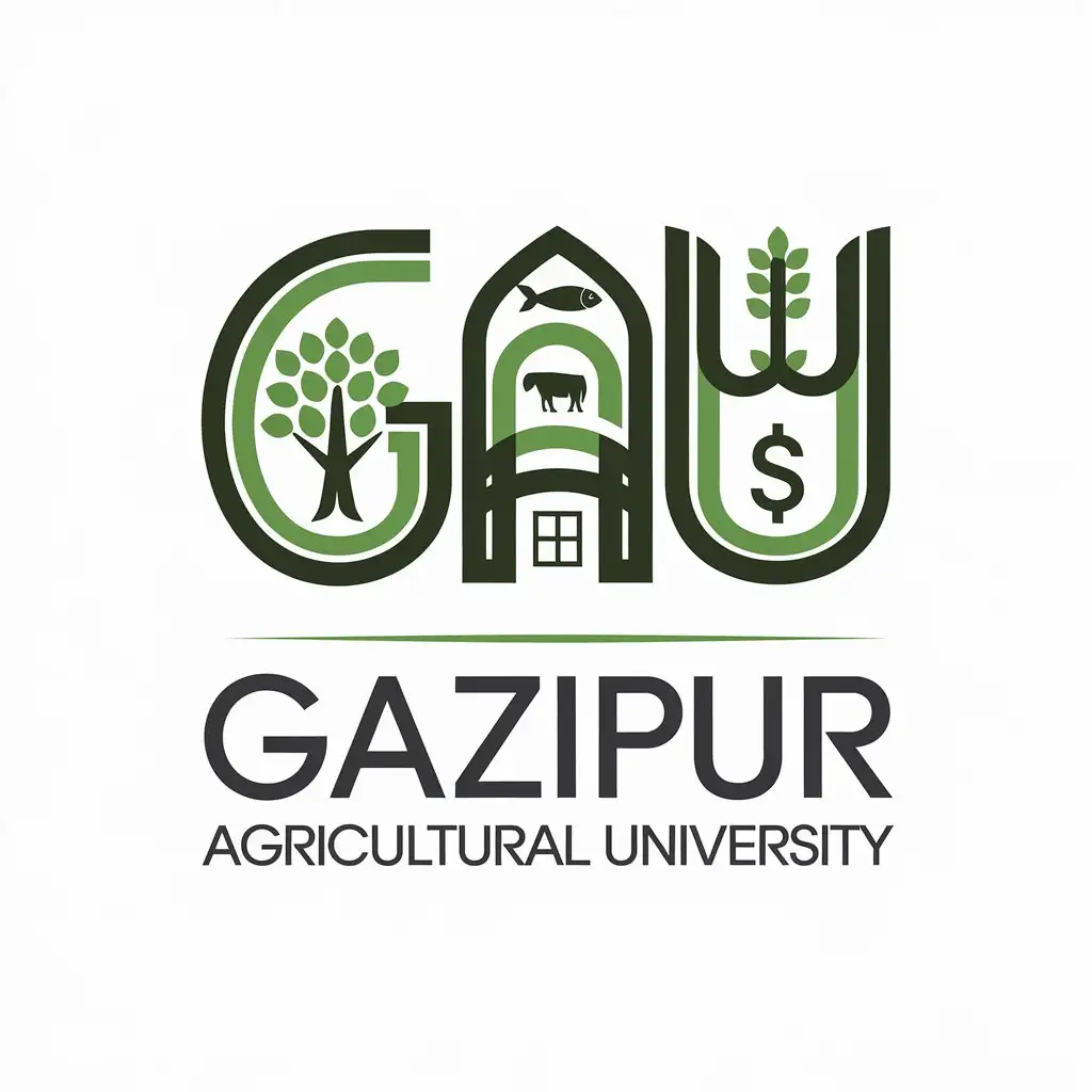 LOGO Design for Gazipur Agricultural University Square Knowledge Skill Technology Prosperity Theme with Faculty Symbols