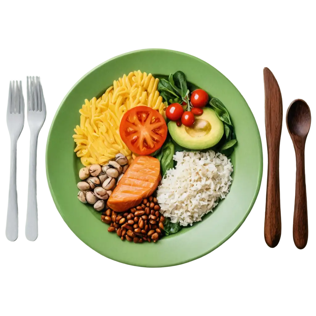 TopView-Meal-Plate-PNG-Icon-Balanced-Nutrition-in-Vibrant-Colors