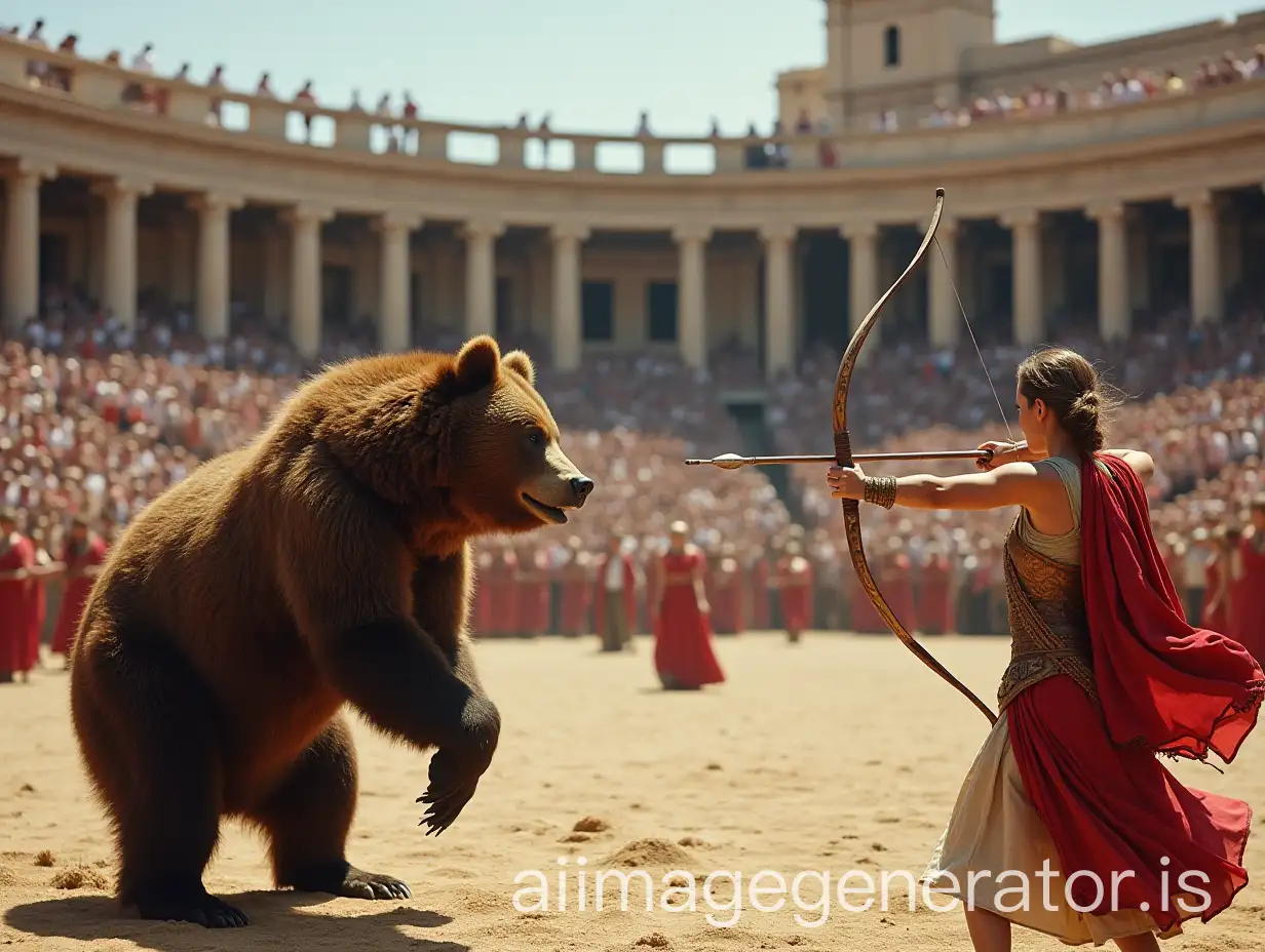 Roman-Arena-with-Woman-Shooting-Bow-at-Bear