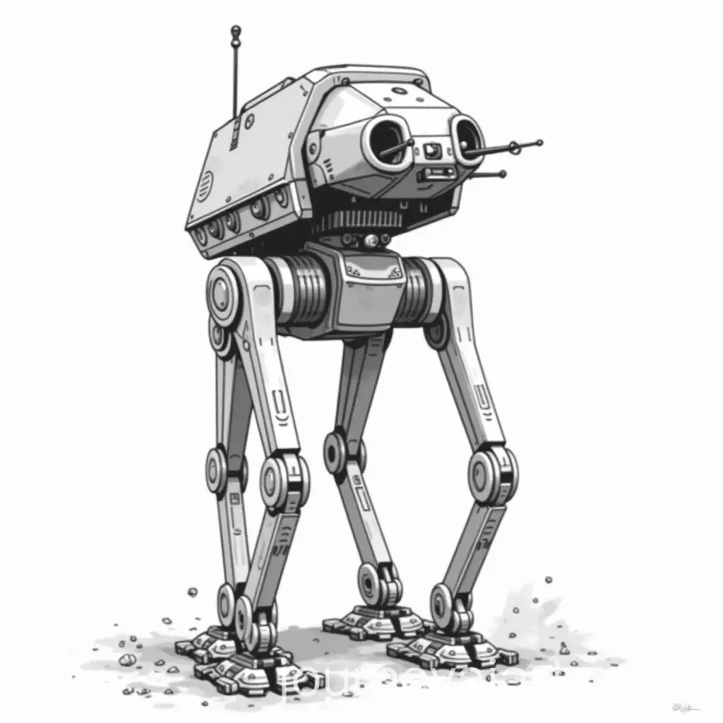 AI-Art-Prompt-ExpansionBlack-and-White-Vector-Drawing-of-a-Mechanical-Droid-from-Star-Wars