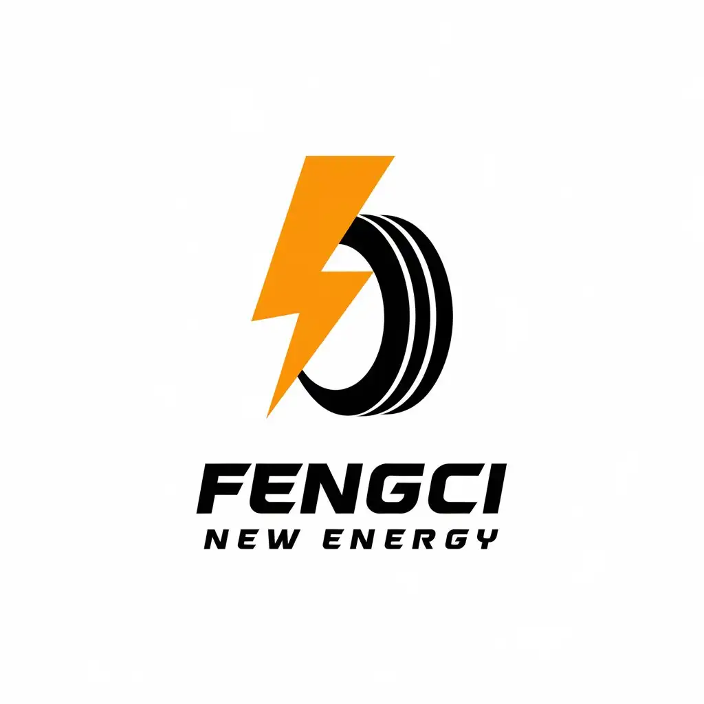 LOGO Design for Fengci New Energy Lightning Merging with Tire for Modern Energy Innovation