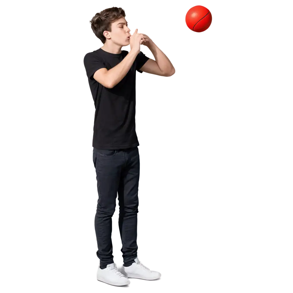 16YearOld-Boy-Blowing-a-Ball-PNG-Image-for-Clear-and-HighQuality-Visuals