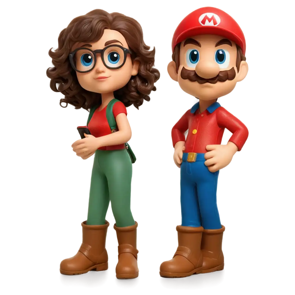 Funko-Pop-Boy-PNG-with-Brown-Boots-Red-Pants-Green-Sweater-and-Black-Round-Glasses-Super-Mario-Kart-Inspired