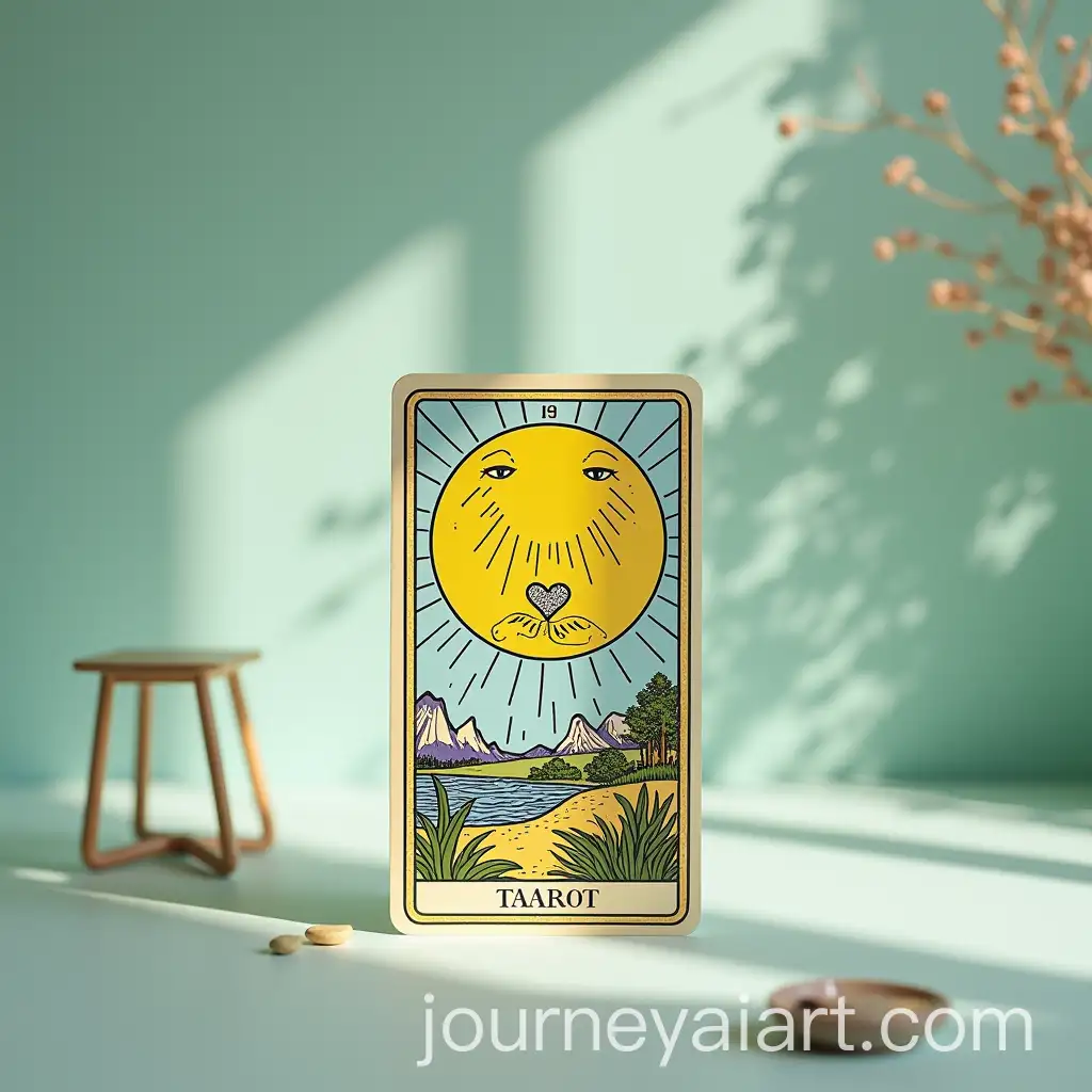 Boho-Chic-Tarot-Card-on-Serene-Pastel-Background-with-Sunlit-Room-Setup