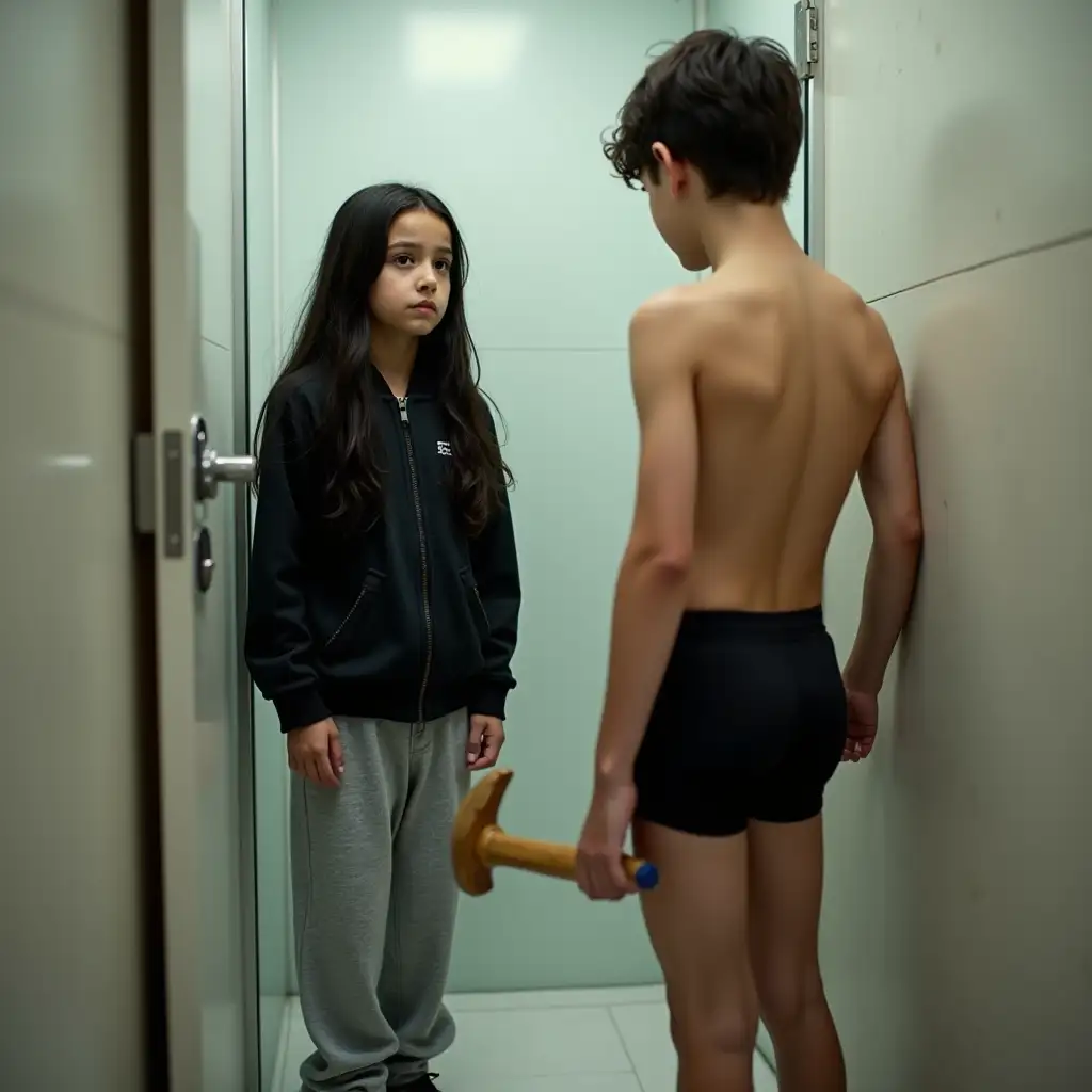 Young-Girl-and-Boy-in-Bathroom-with-Hammer