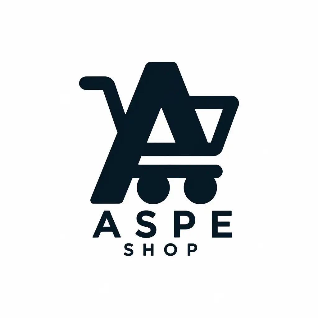 LOGO-Design-For-ASPE-SHOP-Modern-A-Letter-and-Shopping-Cart-Symbol-on-Clear-Background