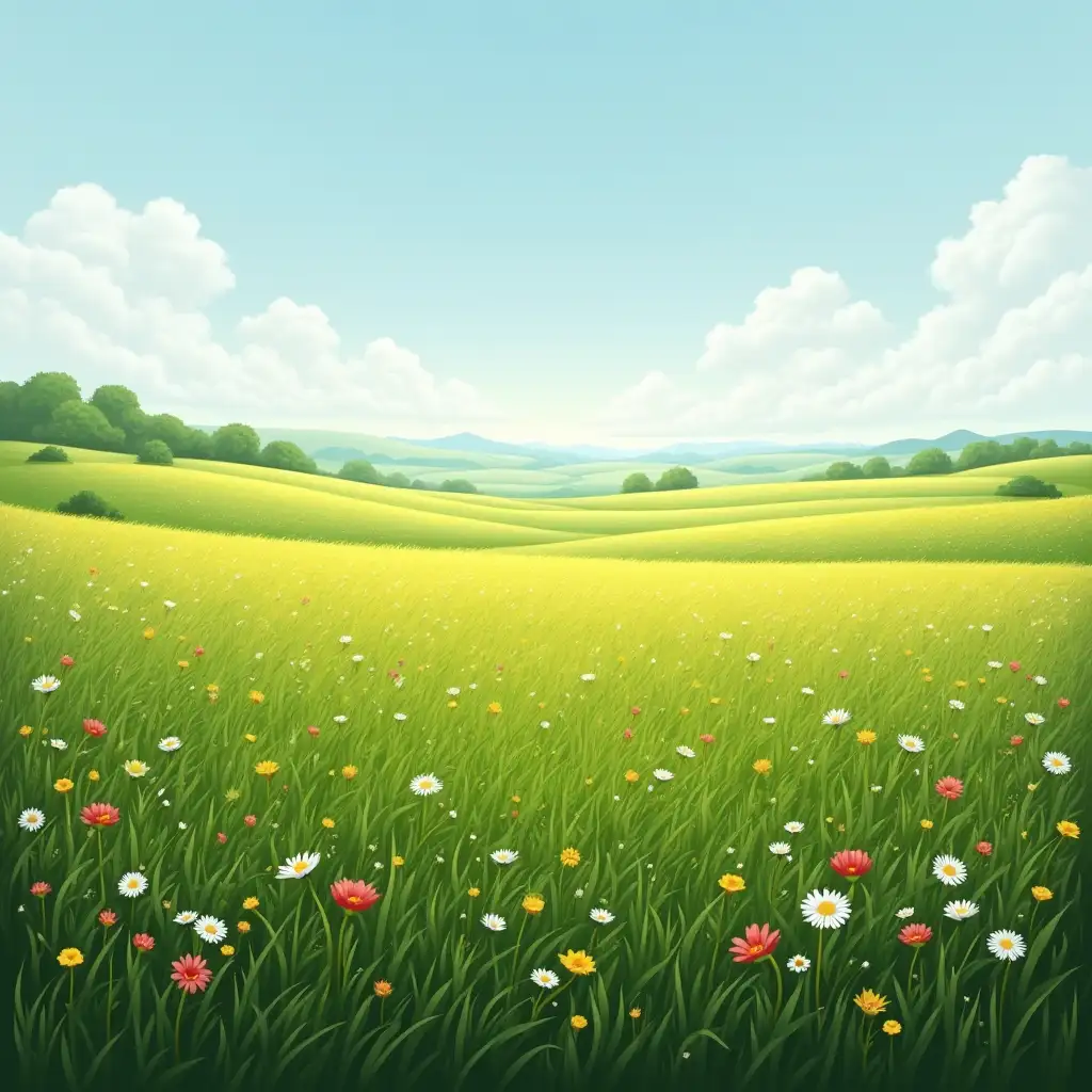 masive fields with grass and flowers