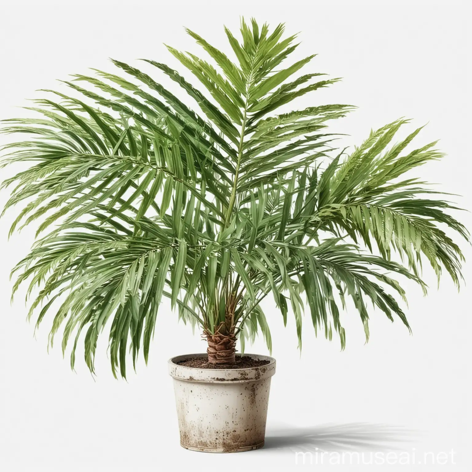 HighQuality Clipart of a Potted Palm with Lush Green Leaves