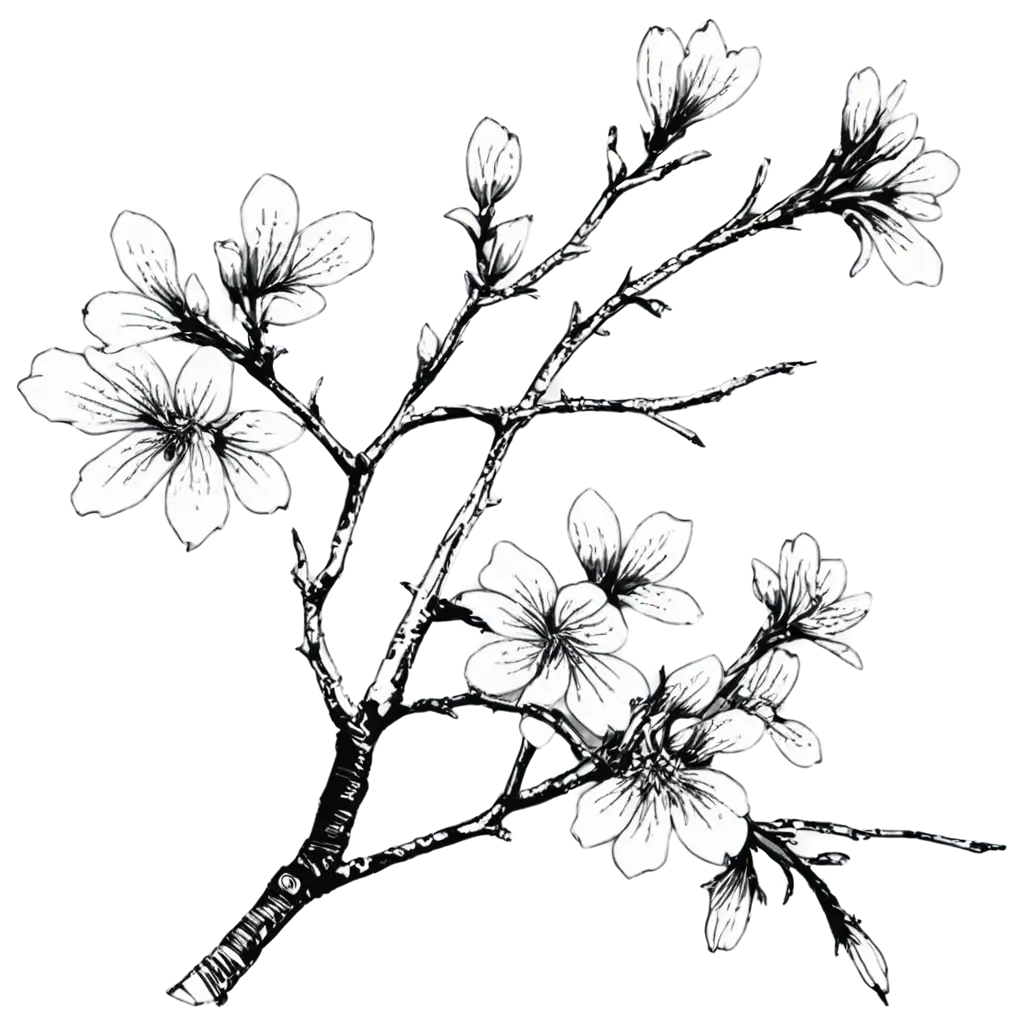 HighQuality-PNG-of-Drawn-Sakura-Flower-in-Black-and-White-Enhancing-Clarity-and-Detail