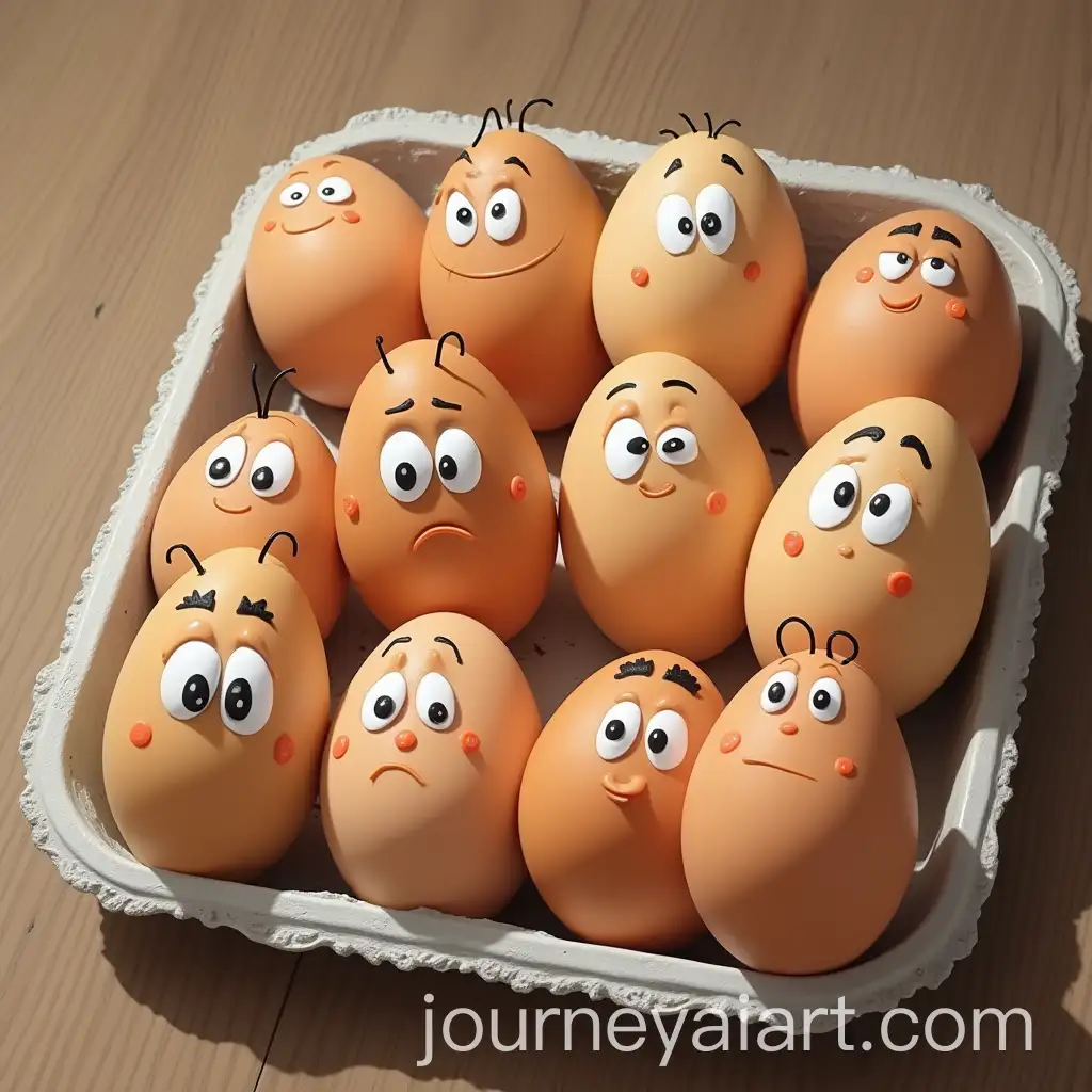 Whimsical-Caricature-of-a-Tray-with-Twelve-Eggs-and-Eyes