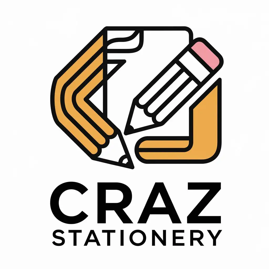 a vector logo design,with the text "craz stationery", main symbol:stationery,Moderate,be used in Retail industry,clear background