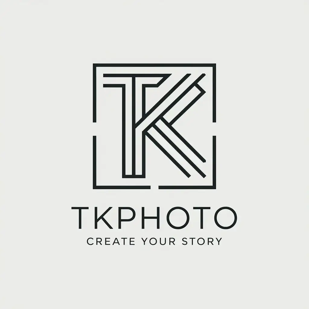 a vector logo design,with the text "Create your story", main symbol:Inscription TKPhoto,Minimalistic,clear background