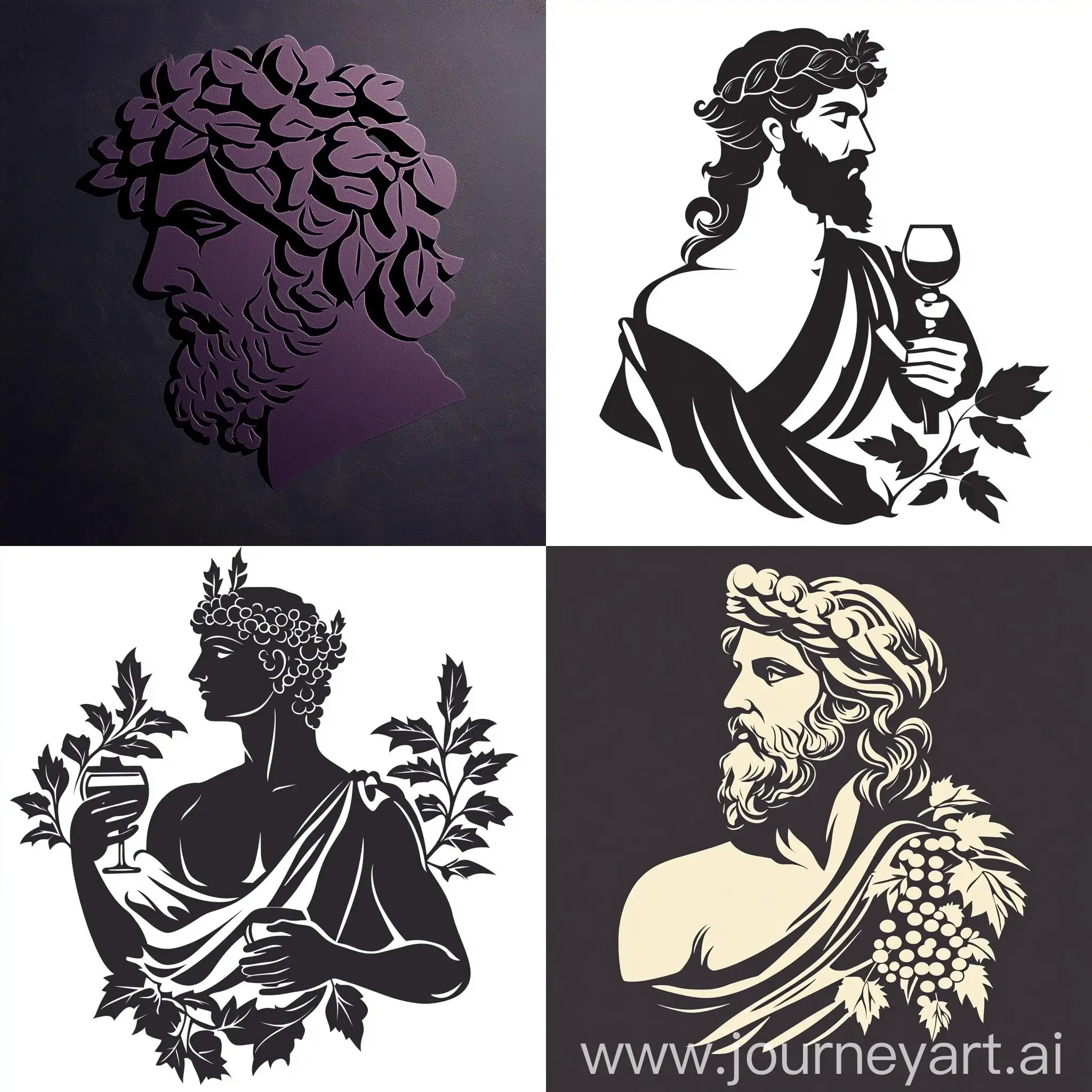 Silhouette-of-Dionysus-Greek-God-of-Wine-Geometric-Logo-Design