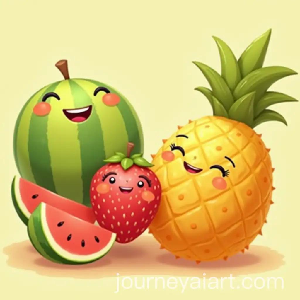 Animated-Smiling-Fruits-Cheerful-Watermelon-Happy-Strawberry-and-Joyful-Pineapple