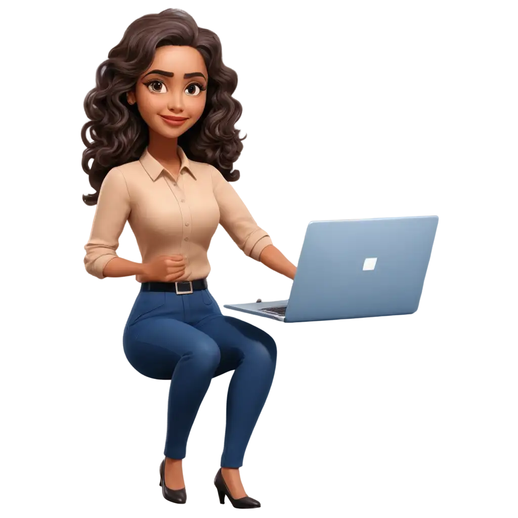 Stylish-Cartoon-PNG-of-a-Beautiful-Indian-Businesswoman-Enhance-Your-Digital-Assets